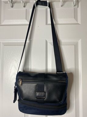 Tumi Black and Navy Crossbody Messenger Bag